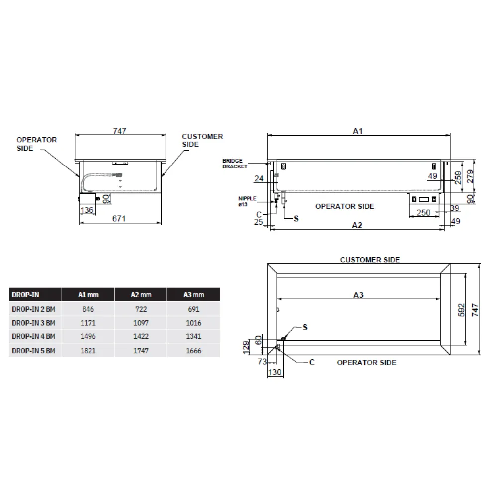 Hot drop-in bain-marie ROCAM 006INDROP4BM