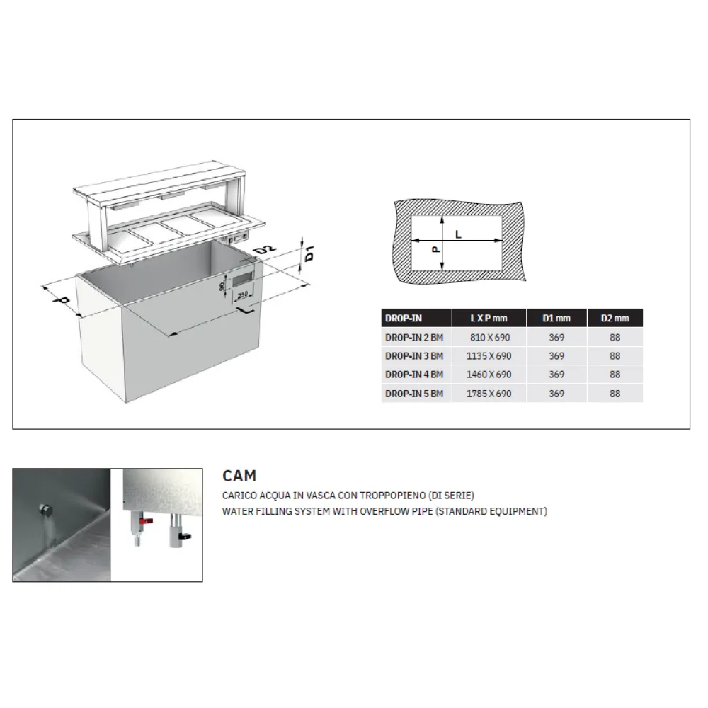 Hot drop-in bain-marie ROCAM 006INDROP4BM