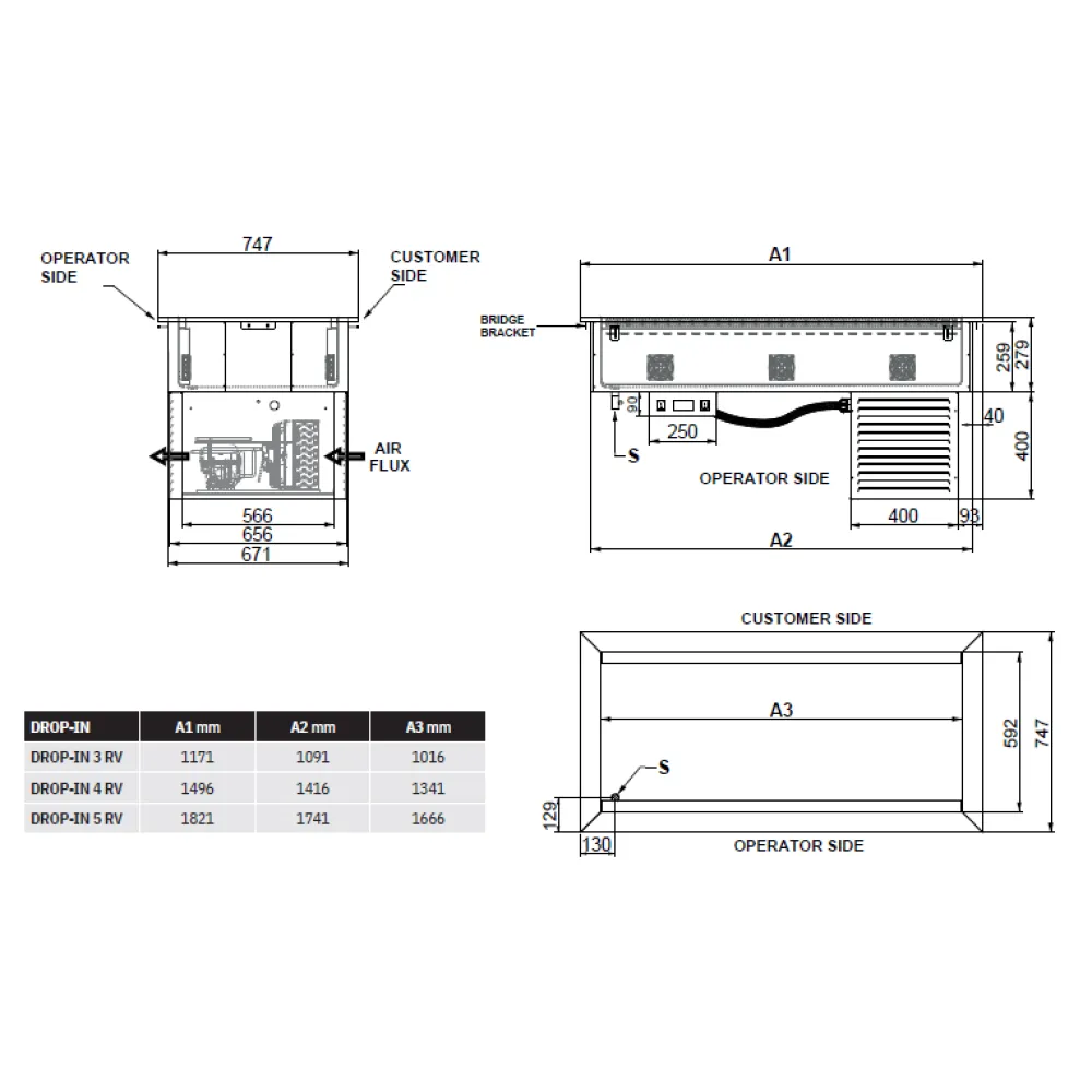 Drop-in cold well ROCAM 006INDROP5R/V