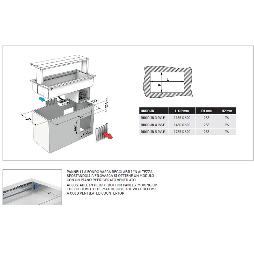 Drop-in cold well ROCAM 006INDROP5R/VE