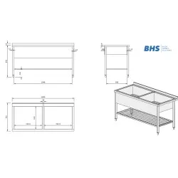 Kitchen work table BHS-HoReCa DV2-PSA-165/75/85