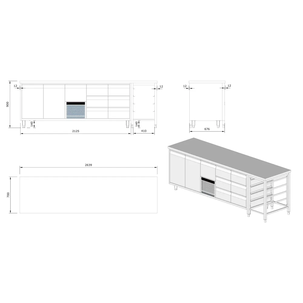 Custom refrigerated table BHS-HoReCa XKK25-0032.000.00