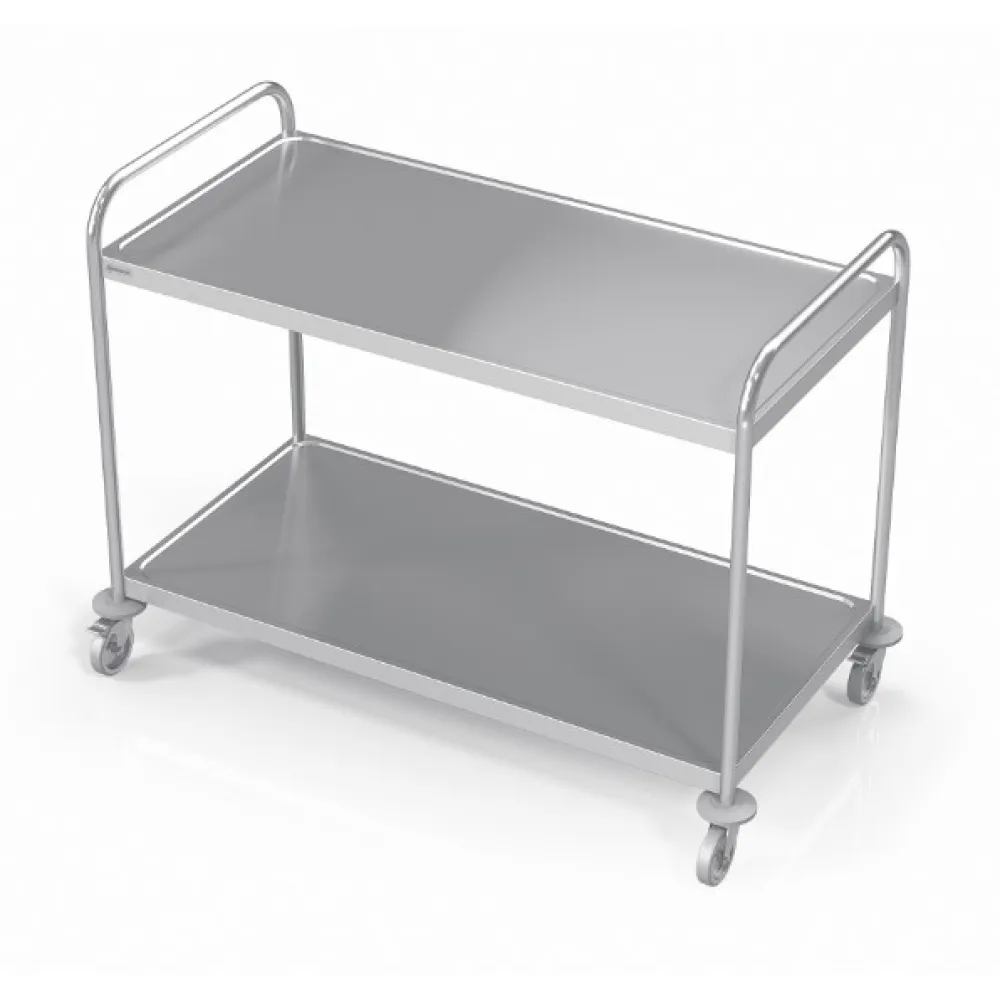 Stainless steel food transport trolley with 2 shelves Novameta BHS-VTS2-80/65/93