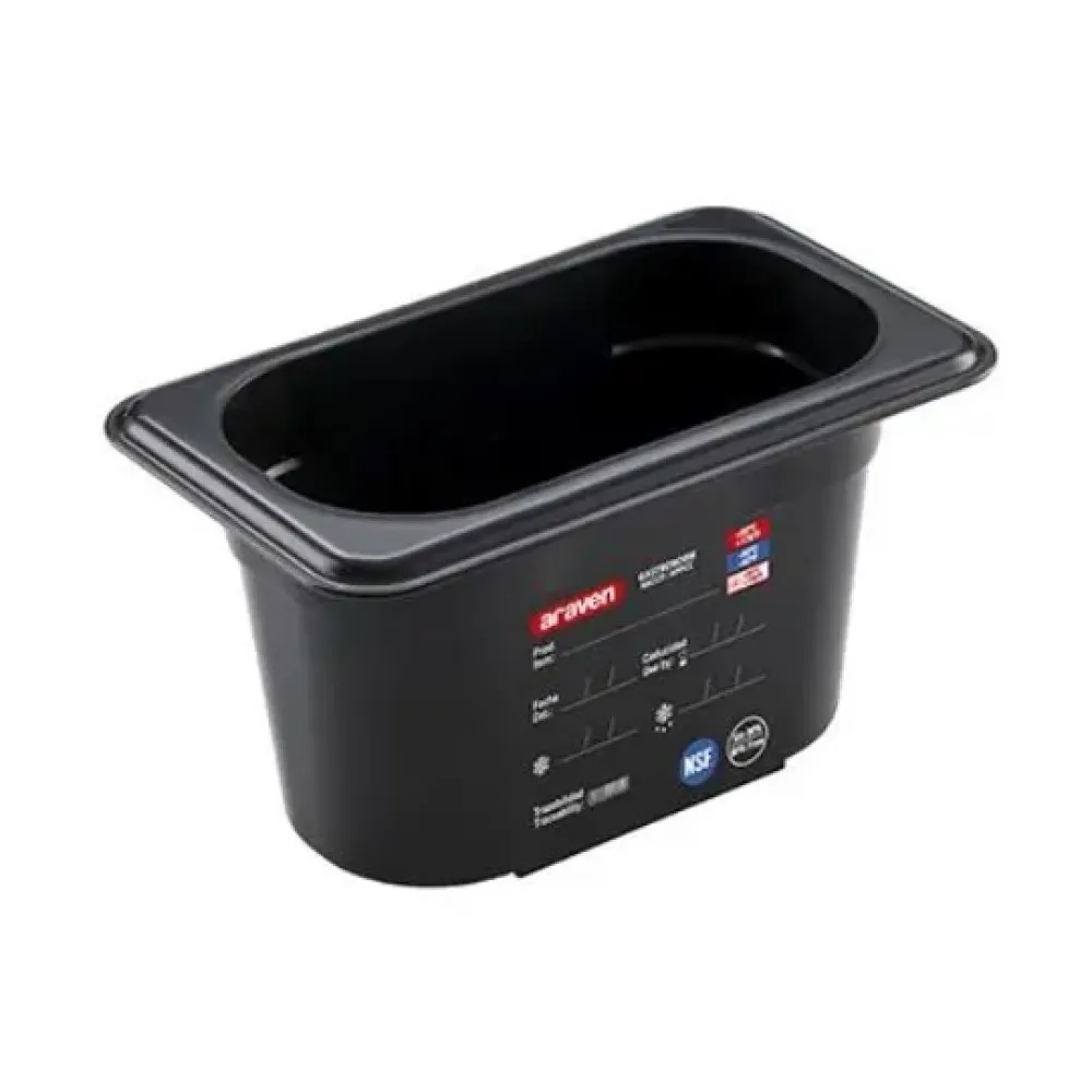 GN tray in black polycarbonate ARAVEN AR44011