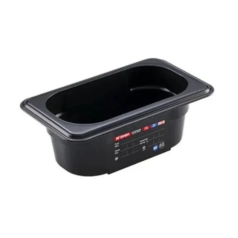 GN tray in black polycarbonate ARAVEN AR44010