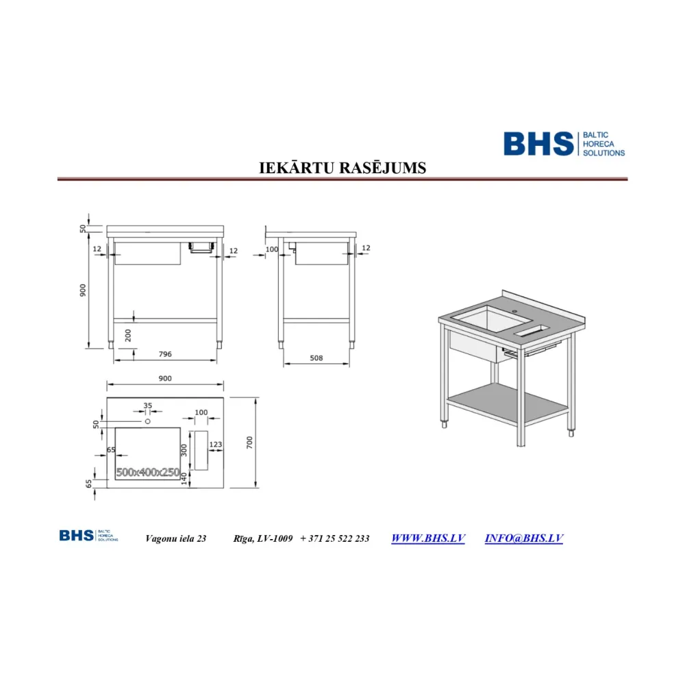 Non-standard dishwashing solution BHS-HoReCa PR-worktable-withsink-900