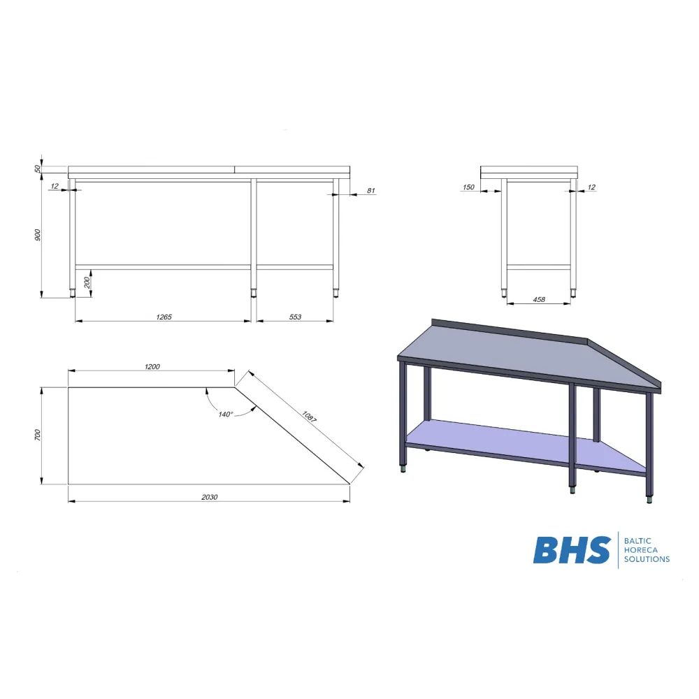 Kitchen work table BHS-HoReCa BHS-ZJ22-1179-203/70/90