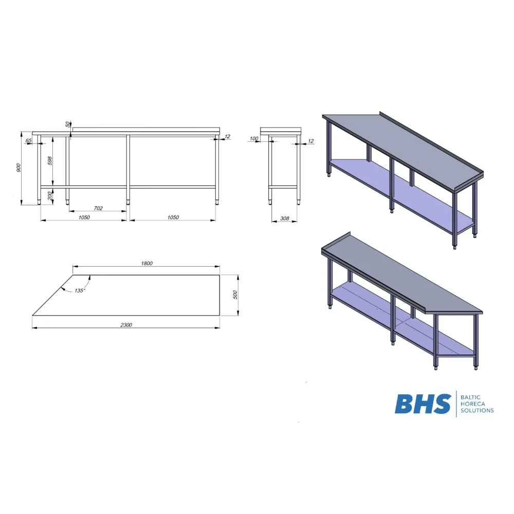 Kitchen work table BHS-HoReCa BHS-ZJ22-1218-230/50/90