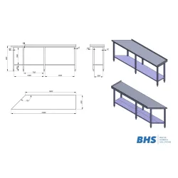 Kitchen work table BHS-HoReCa BHS-ZJ22-1218-230/50/90