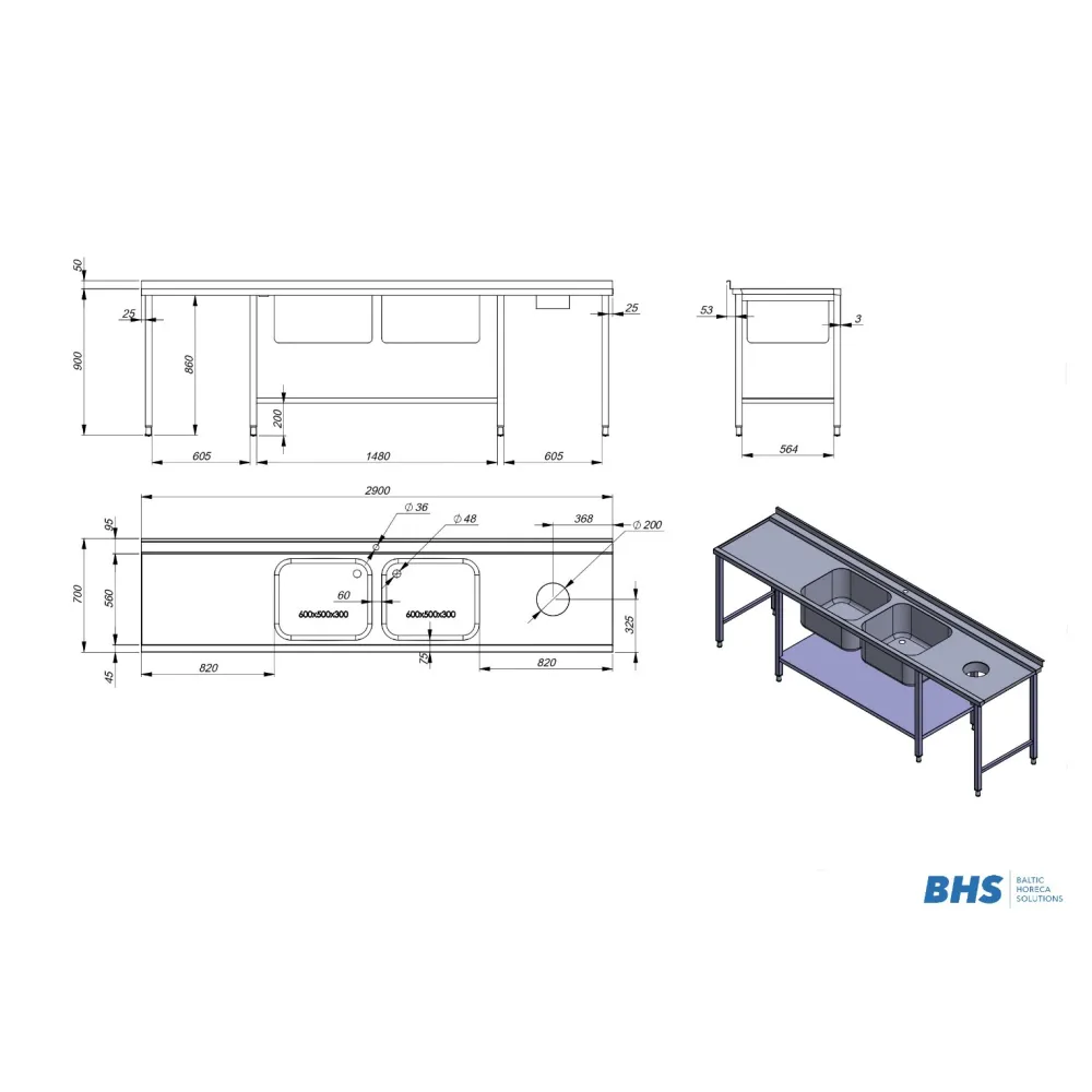 Dishwashing area furniture BHS-HoReCa NN70