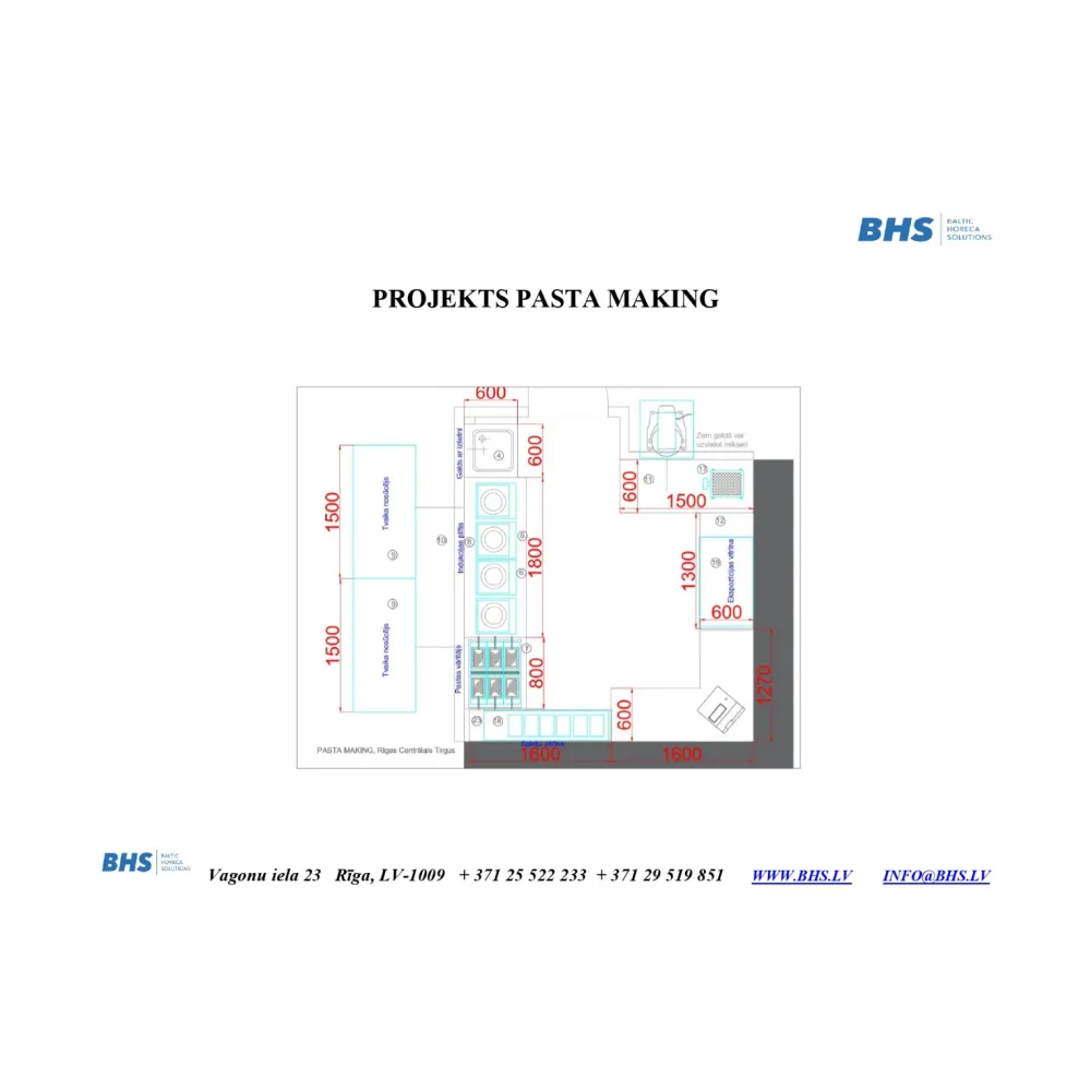 Pasta making design drawing BHS-HoReCa