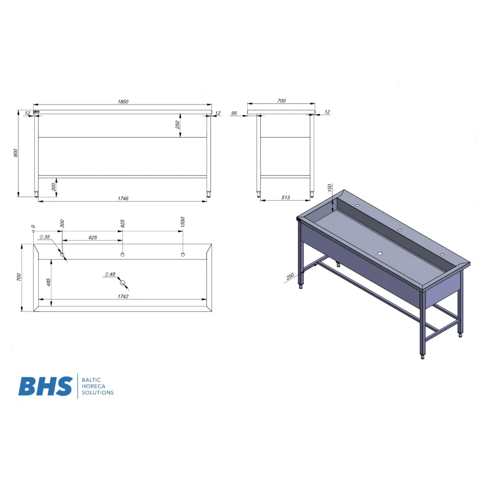Non-standard dishwashing solution BHS-HoReCa ZJ22-1187-190/70/90