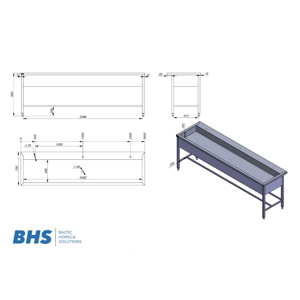 Non-standard dishwashing solution BHS-HoReCa ZJ22-1188-260/70/90