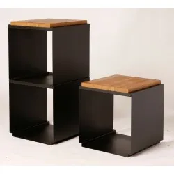 OnFire Storage Cube stool with wood finish BHS-HoReCa BHS-CBC