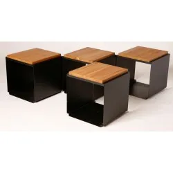 OnFire Storage Cube stool with wood finish BHS-HoReCa BHS-CBC
