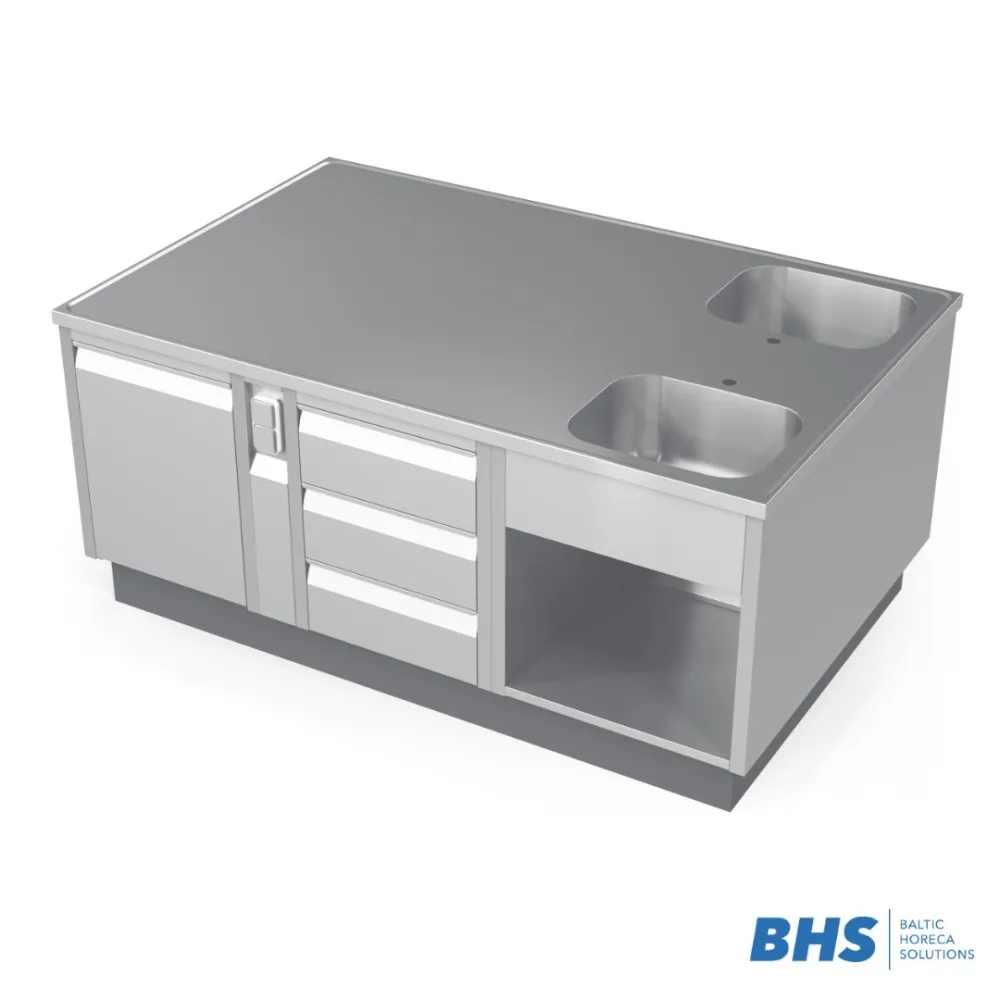 Custom island worktable with sinks BHS-HoReCa NN39