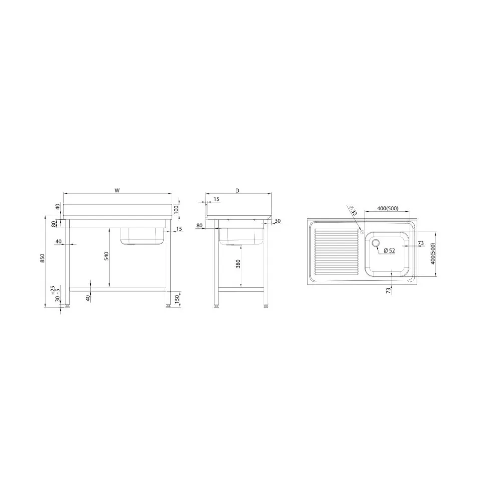 Table with sink and shelf GREDIL 954456060