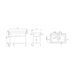 Easy-to-assemble table with 2 sinks GREDIL 954586100