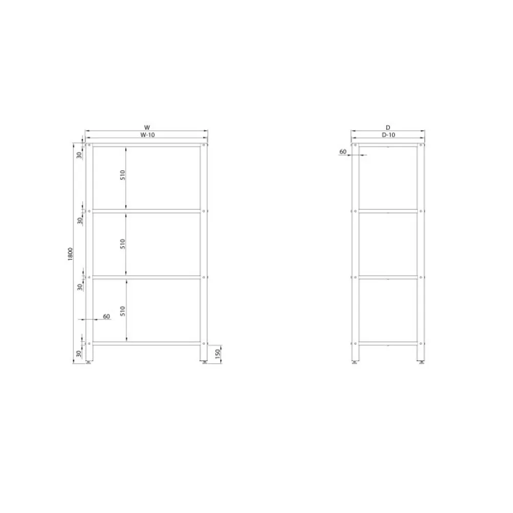 Easy-to-assemble shelf, depth 500 mm GREDIL 951885100