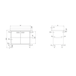 Easy-to-assemble table with doors, depth 600 mm GREDIL 950156080S