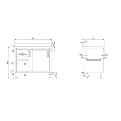 Easy-to-assemble table with doors, depth 600 mm GREDIL 950186100S