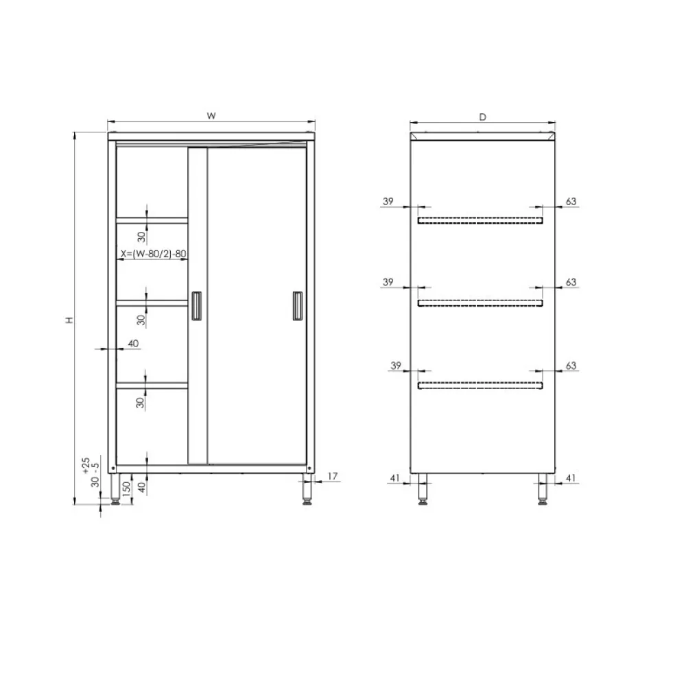 Easy-to-assemble cabinet with doors, depth 600 mm GREDIL 951606100S