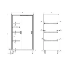 Easy-to-assemble cabinet with doors, depth 600 mm GREDIL 951606100S