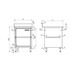 Easy-to-assemble table with doors, depth 600 mm GREDIL 950146040S