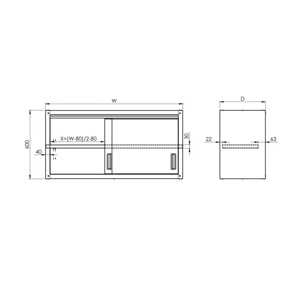 Easy-to-assemble wall cabinet, depth 300 mm GREDIL 951723140