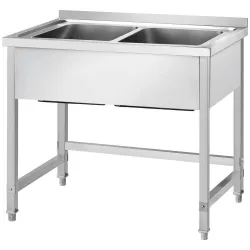 Stainless steel table with double sink without shelf GREDIL 675106