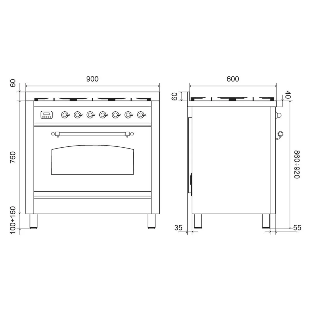 Cooking stove ILVE P09PNE3