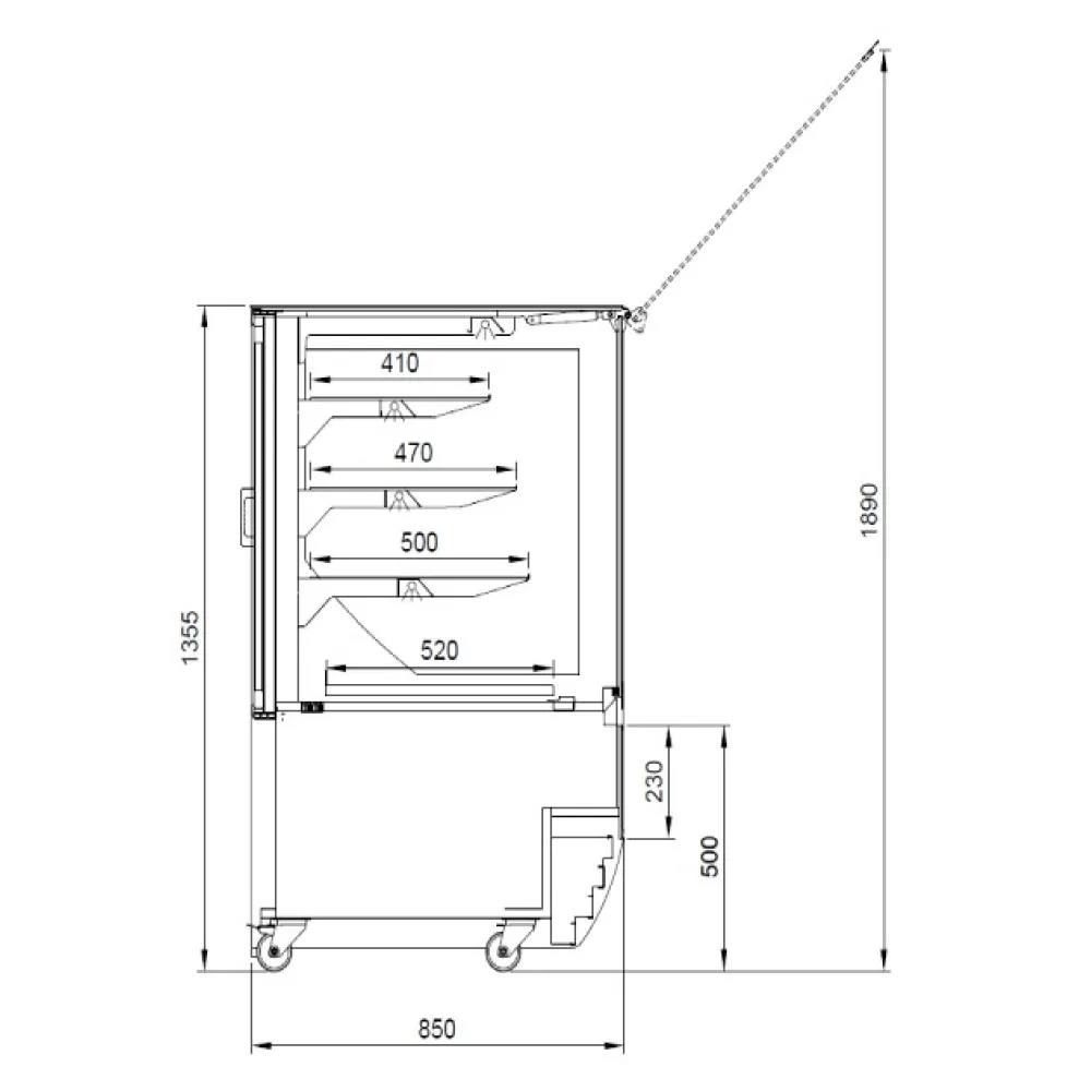 Pastry display cabinet without temperature control JUKA C-1-MG-140NE