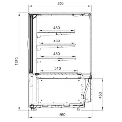 Pastry display cabinet without temperature control JUKA C-1-RF-60/NE