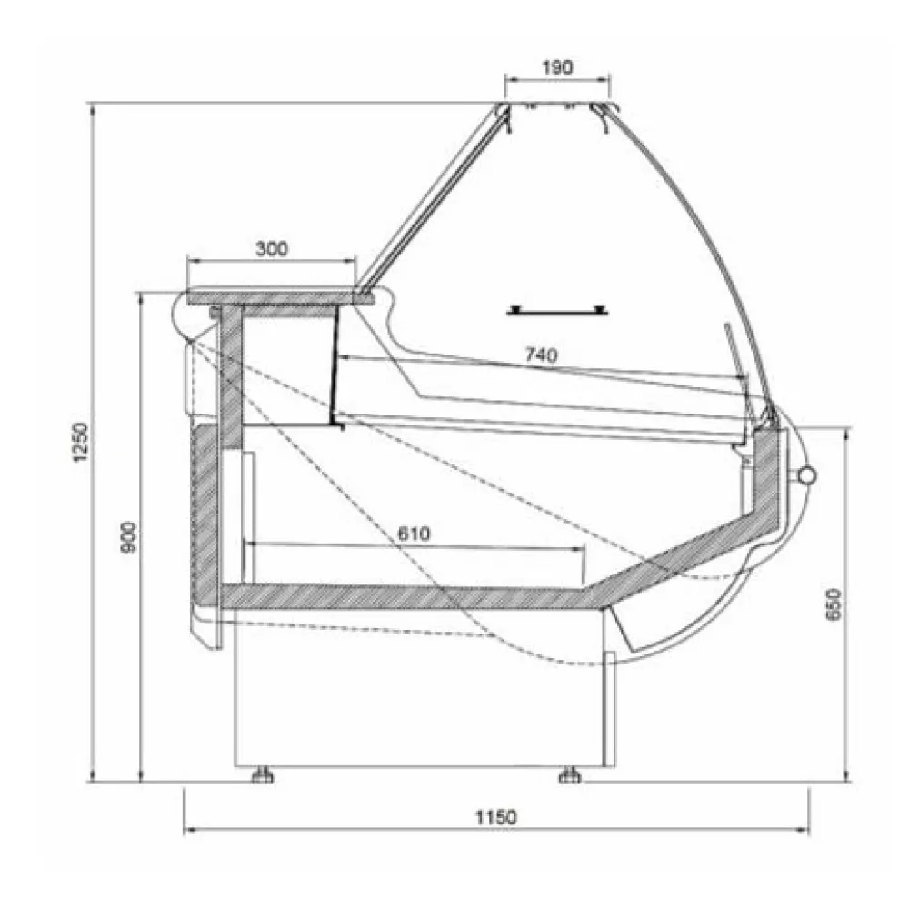 Seafood display case JUKA L1-HW-G-150-115