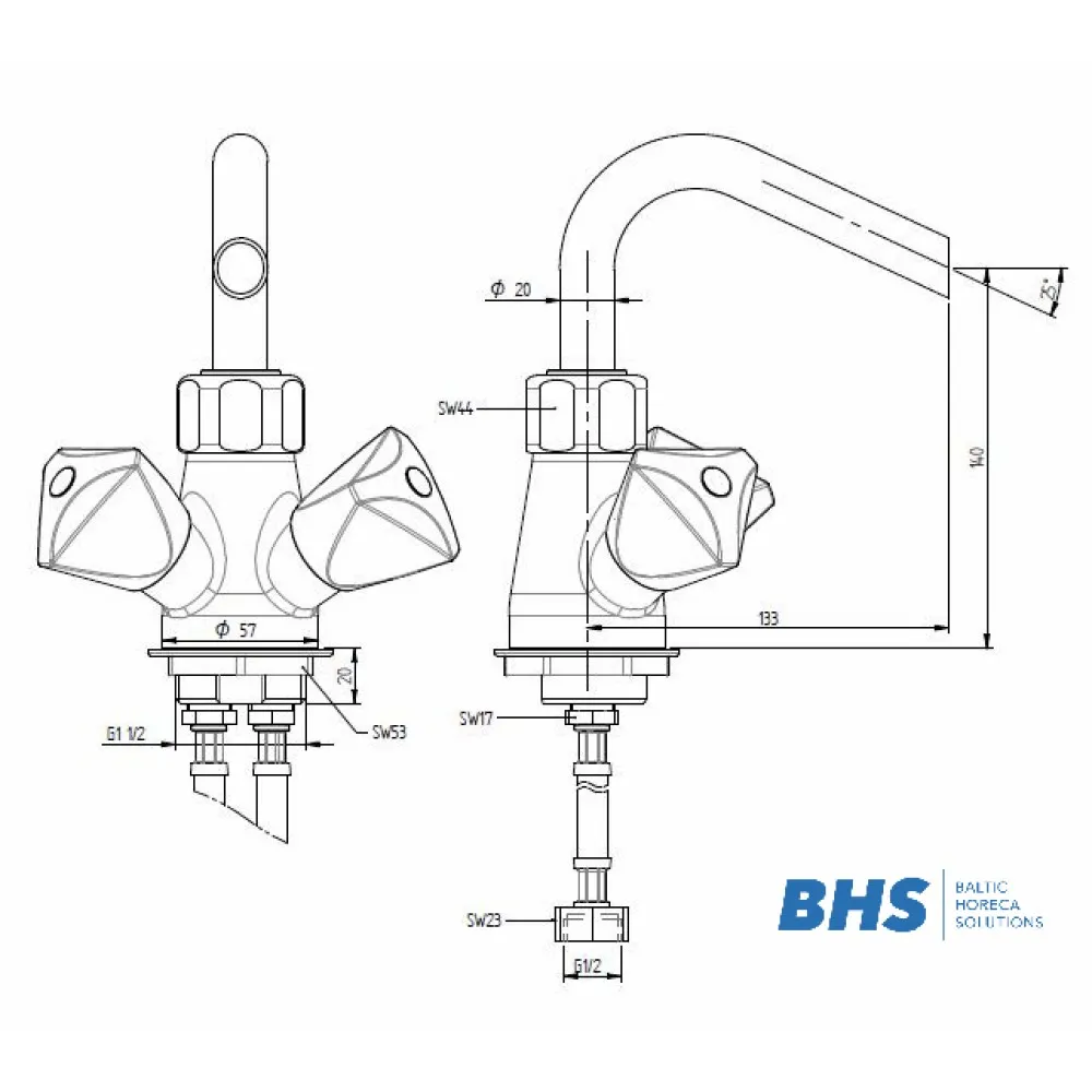 Mixer tap 20166 for ATENA serving lines MONOLITH R0101020166