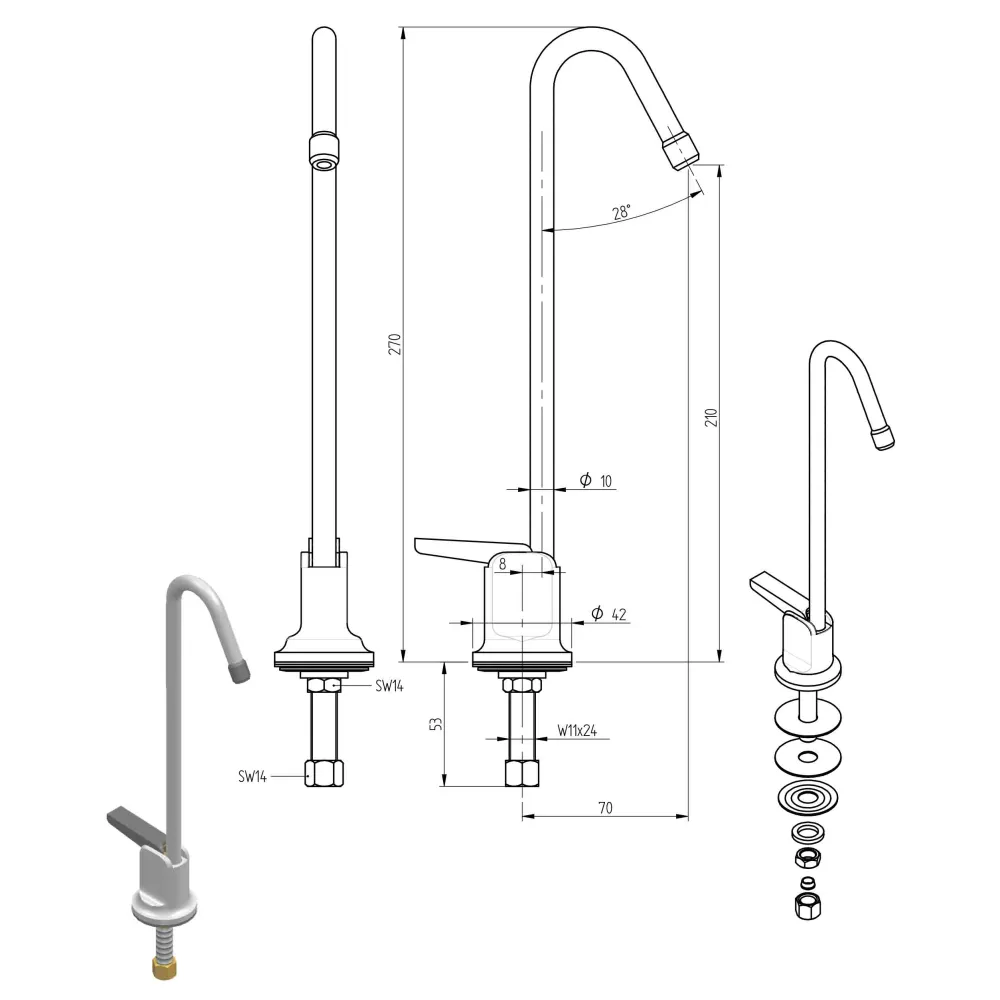Mixer tap 20204 for ATENA serving lines MONOLITH R0501020204