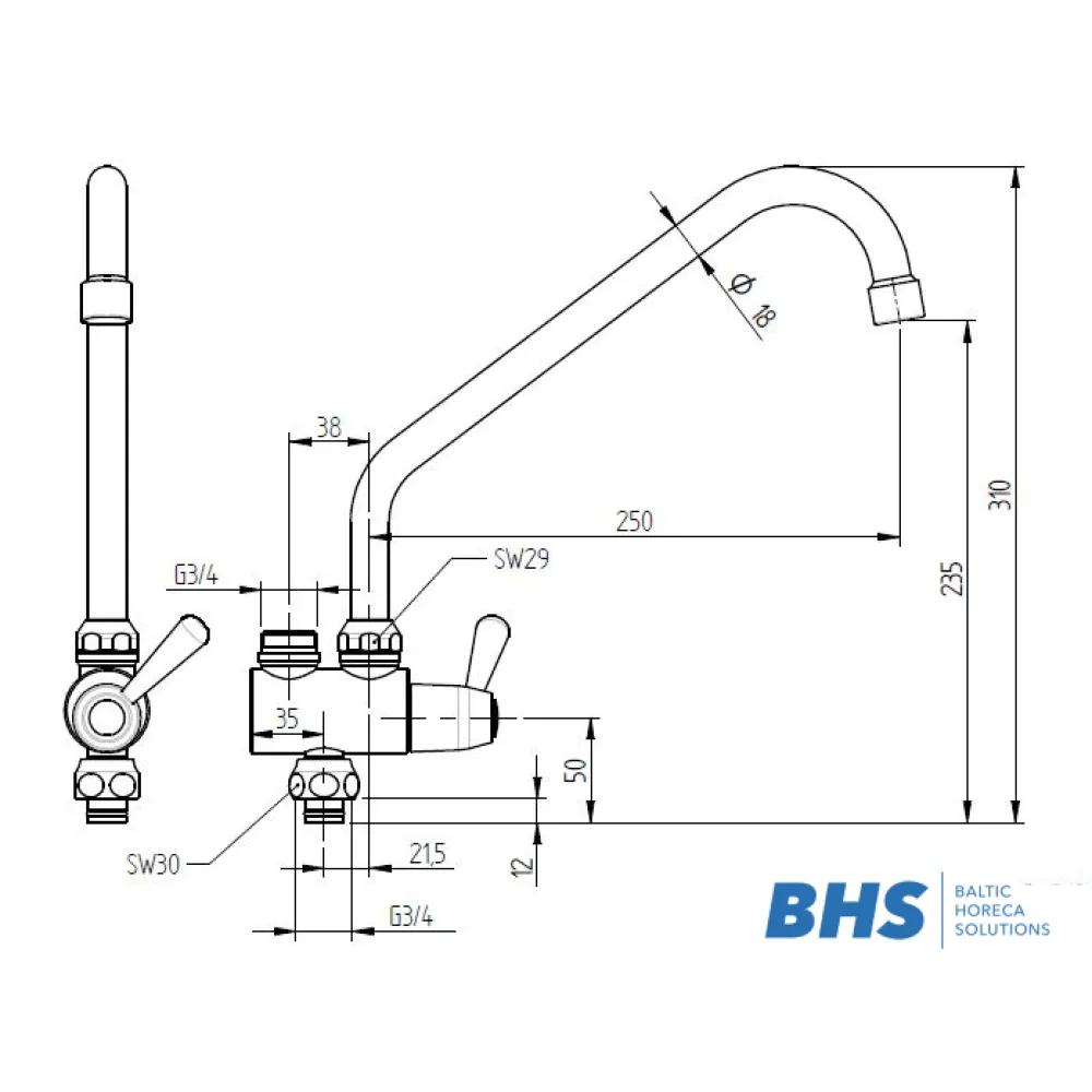 Mixer tap 20208 for ATENA serving lines MONOLITH R0501020208