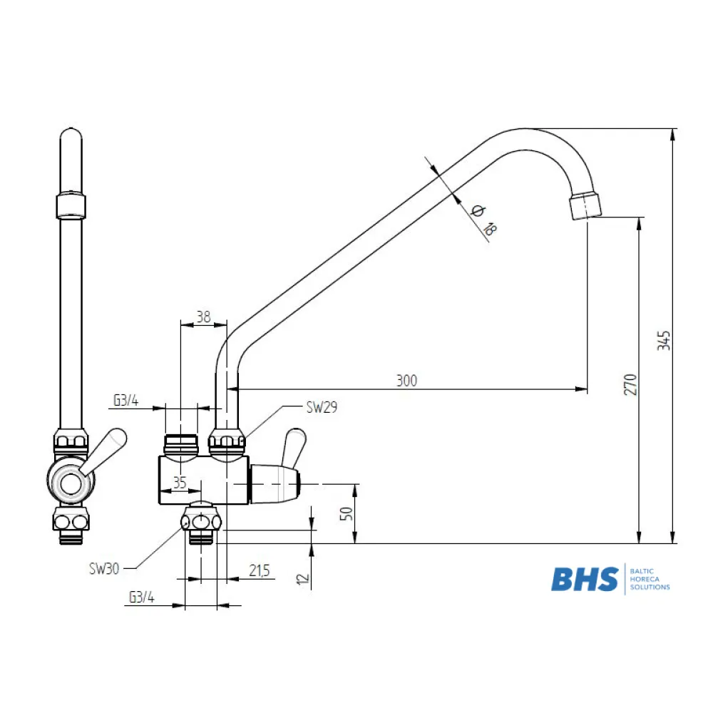 Mixer tap 20211 for ATENA serving lines MONOLITH R0501020211