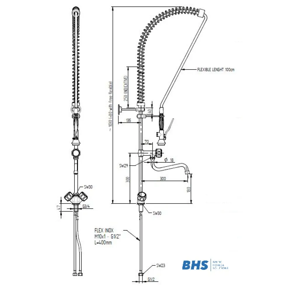 Water mixer with shower MONOLITH R0101020111