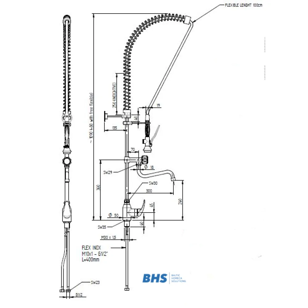 Water mixer with shower MONOLITH R0101020114