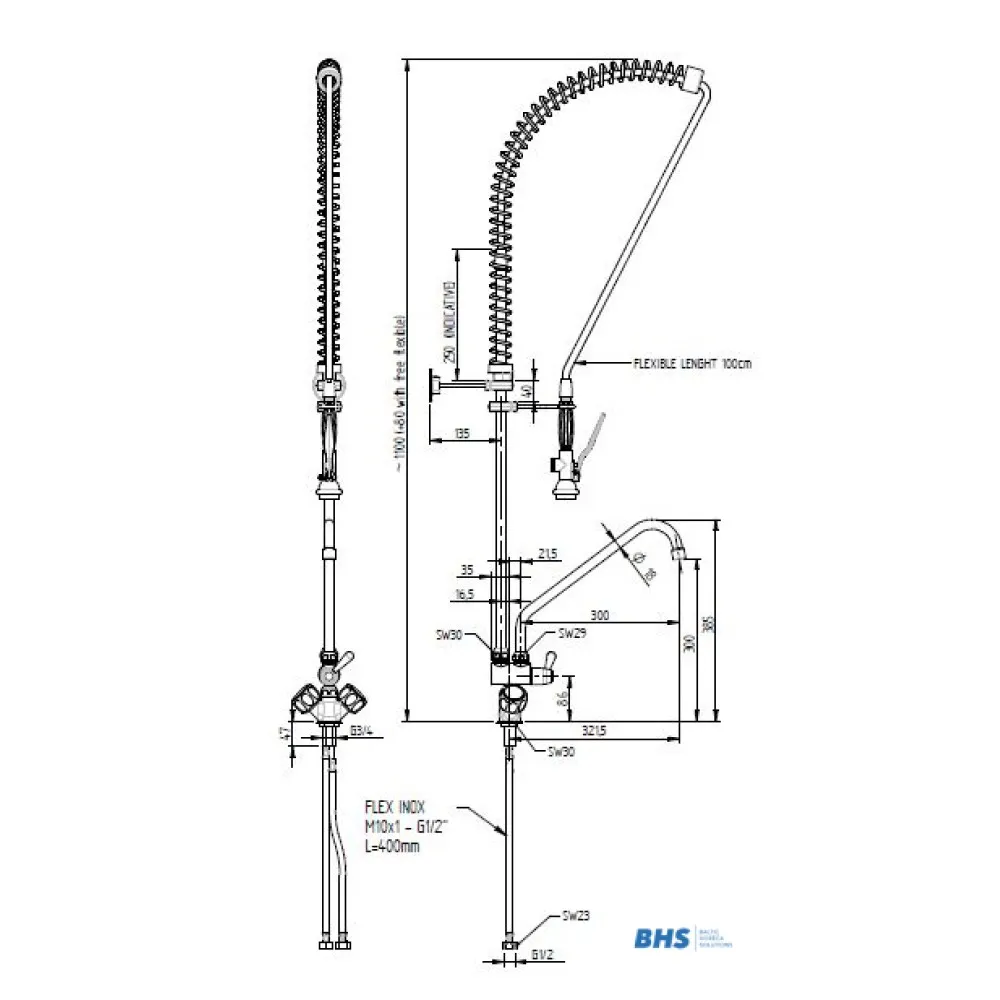 Water mixer with shower MONOLITH R0101020136