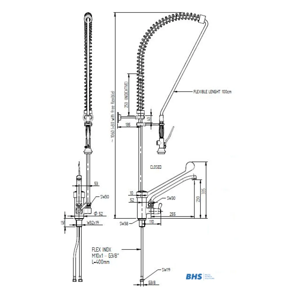 Water mixer with shower MONOLITH R0201020249