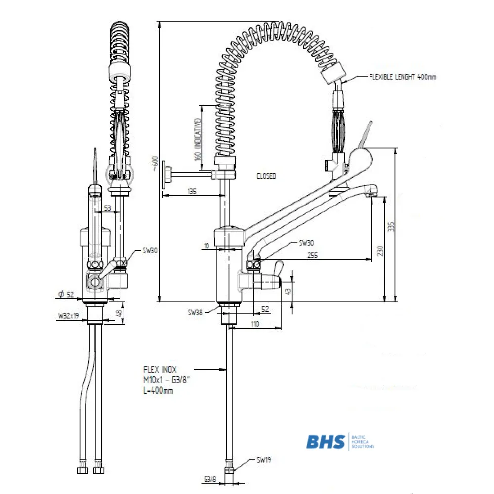 Water Mixer with Shower MONOLITH ERAMINI252