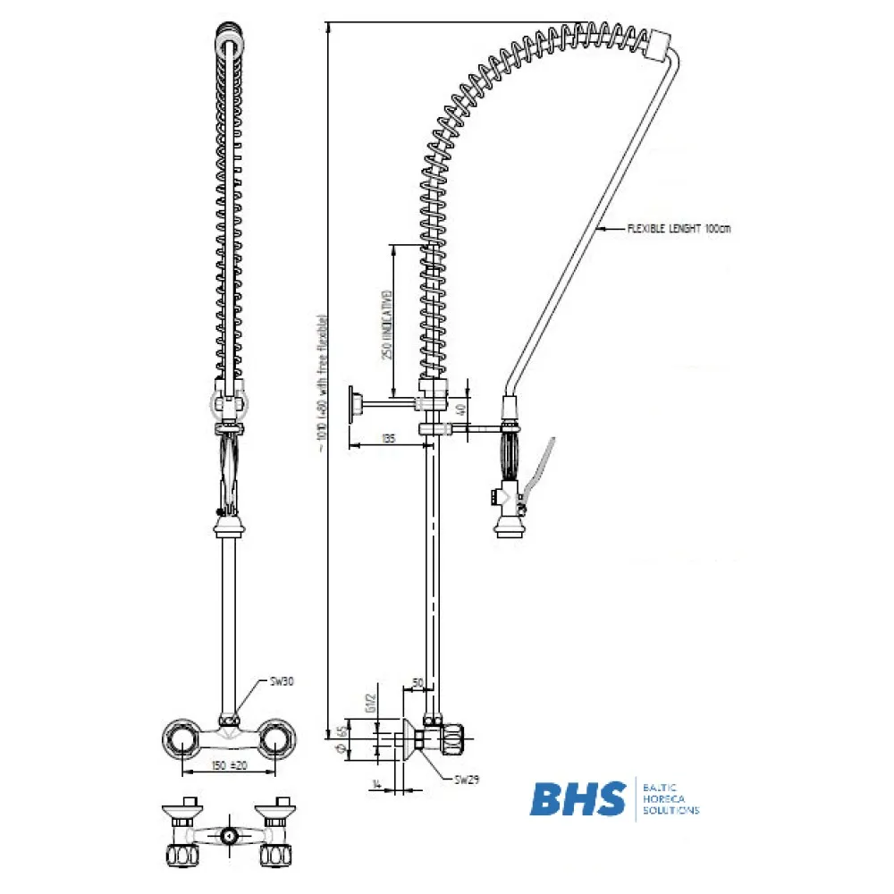 Water mixer with two inlets and shower MONOLITH R0102010207