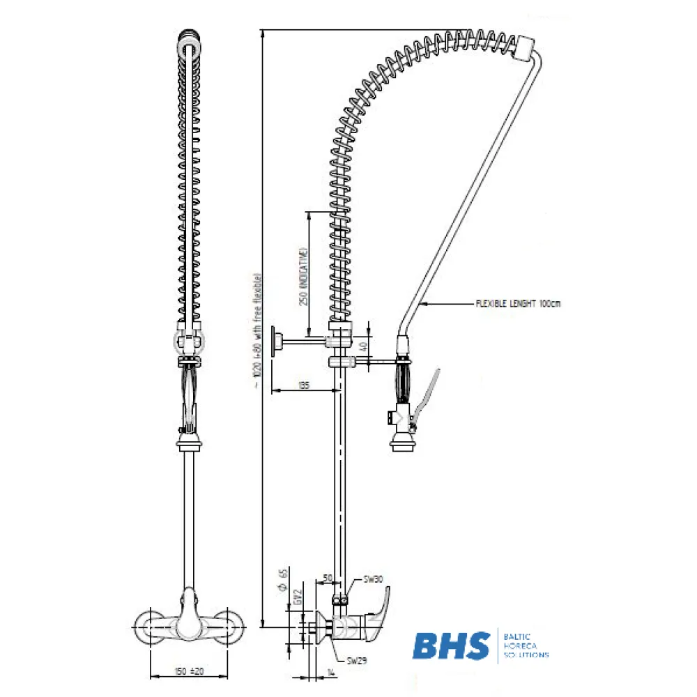 Water mixer with two inlets and shower MONOLITH R0102010301
