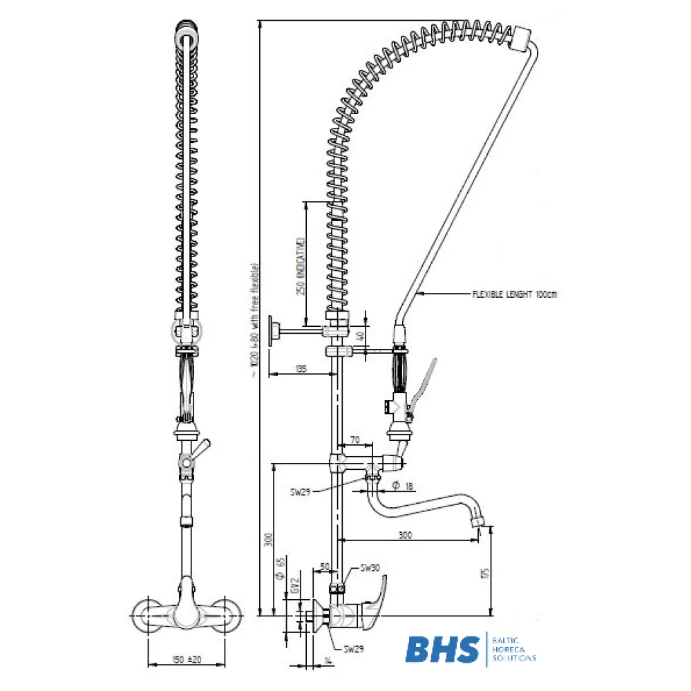 Water mixer with two inlets and shower MONOLITH R0102010302