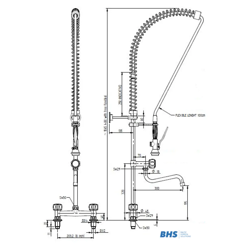 Water mixer with two inlets and shower MONOLITH R0102020156