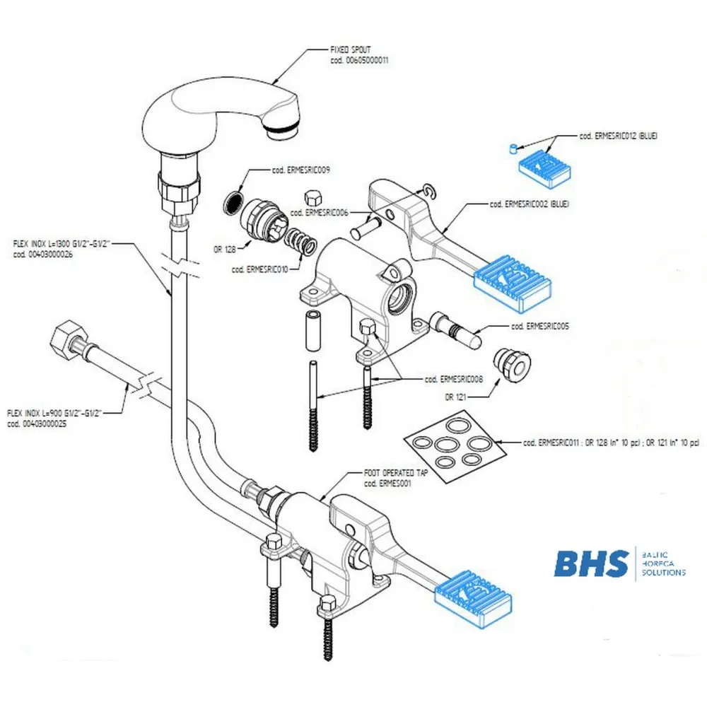 Foot-operated mixer tap MONOLITH ERMES001KIT1