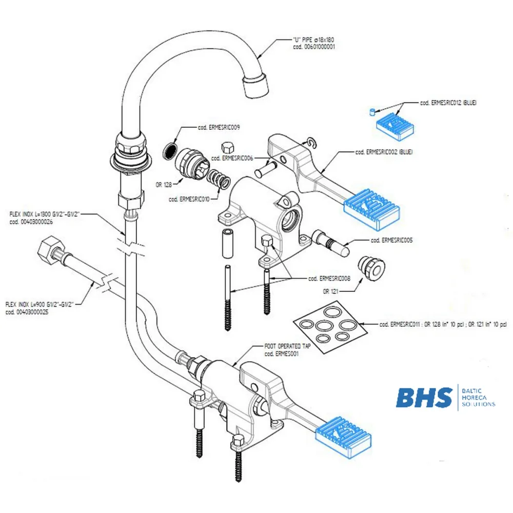 Foot-operated mixer tap MONOLITH ERMES001KIT2