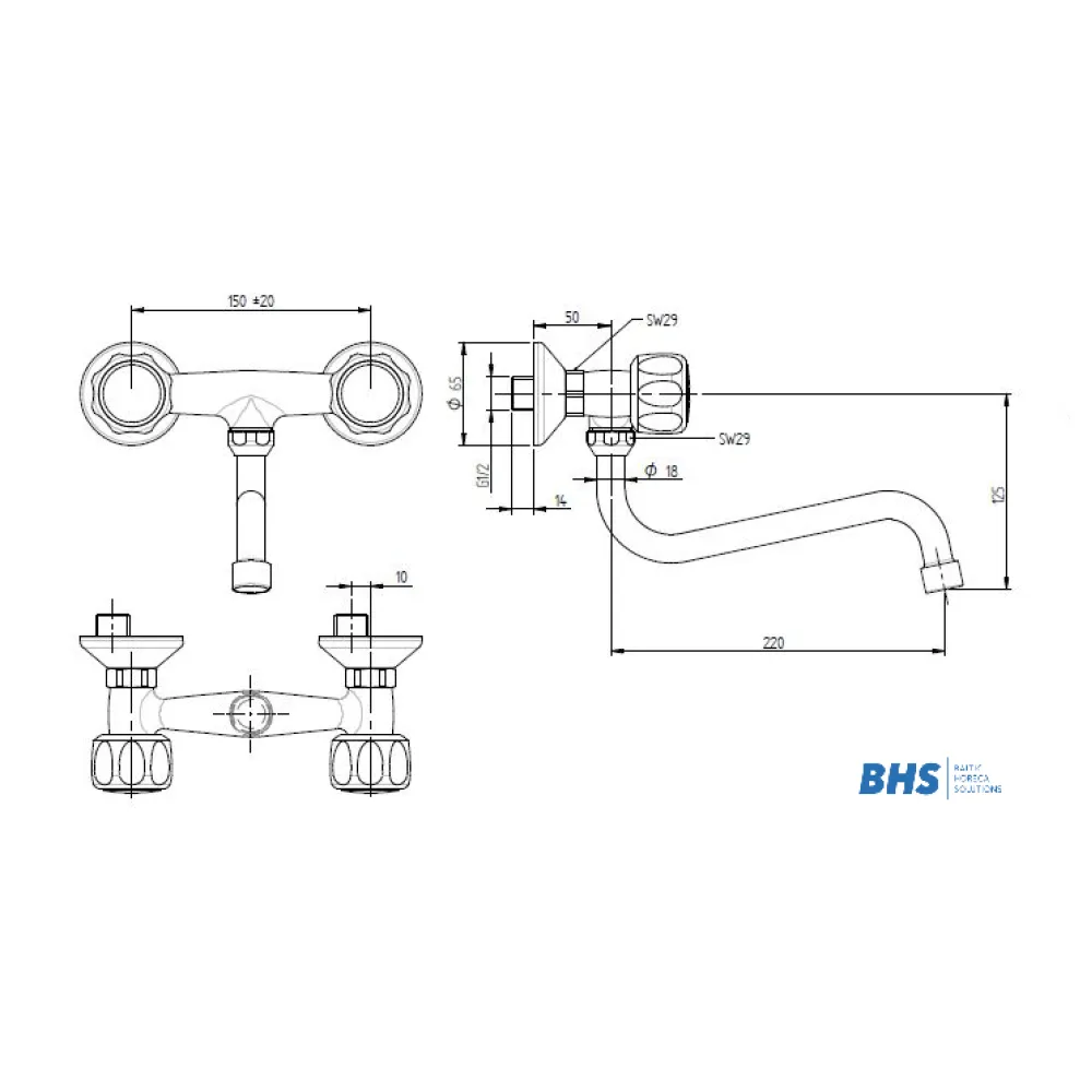 Water mixer with two water inlets MONOLITH R0102010219